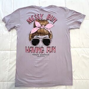 Simply Southern “Messy Bun - Having Fun” Size XLarge. Purple